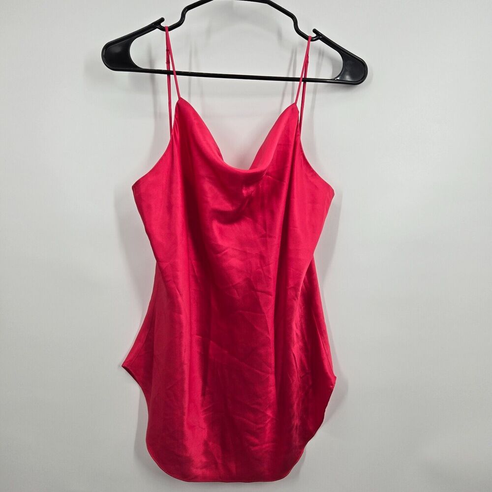 Cinq A Sept Women's Hot Pink Marta Cowl Neck Silk Cami Top Size Small Adjustable